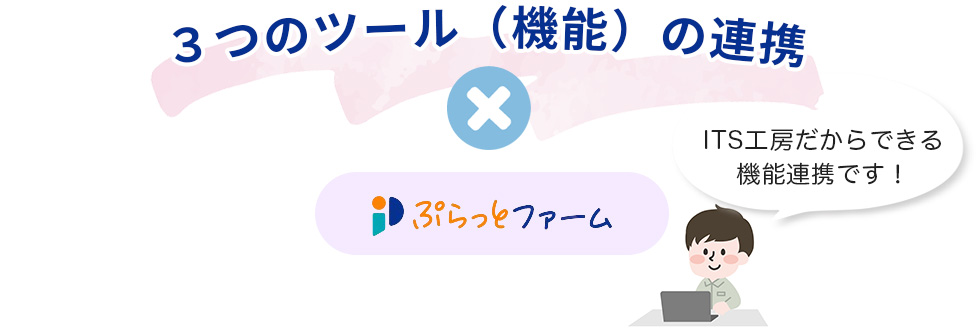 3つのツール（機能）の連携×ぷらっとファーム